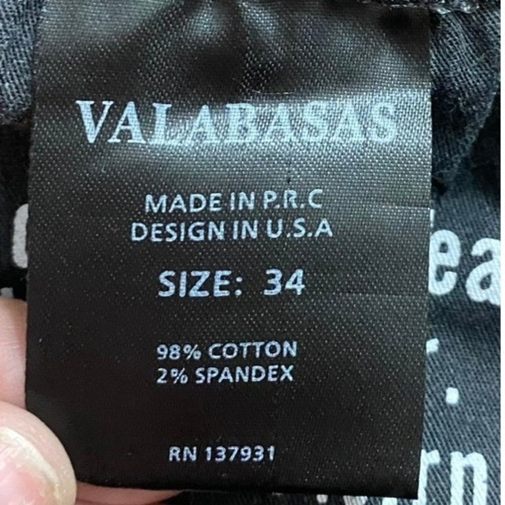 Valabasas Men Black Distressed Stacked Jeans 34 Frayed Striped Streetwear Grunge - Picture 3 of 15